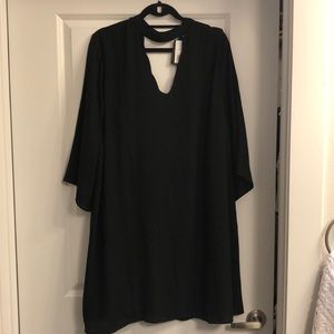 Black Scallop Detail Dress